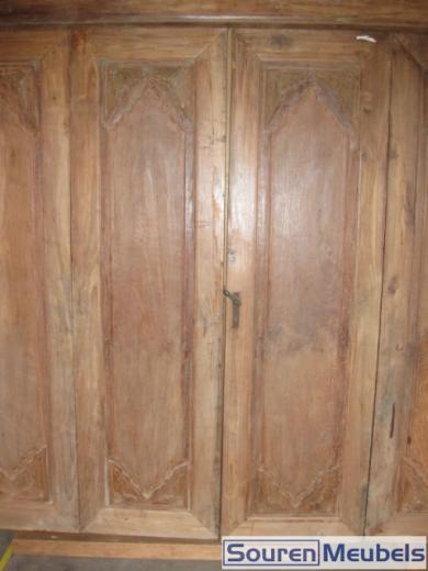 Oud antiek teakhouten deuren en kozijn, prachtig houtsnijwerk (5)
